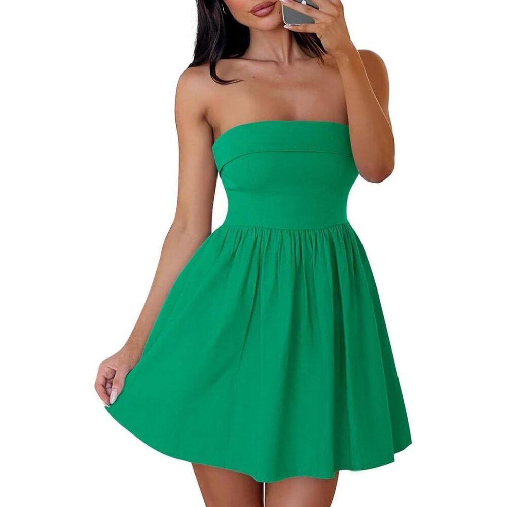 Brand New Zesica Green Strapless A-Line Mini Dress